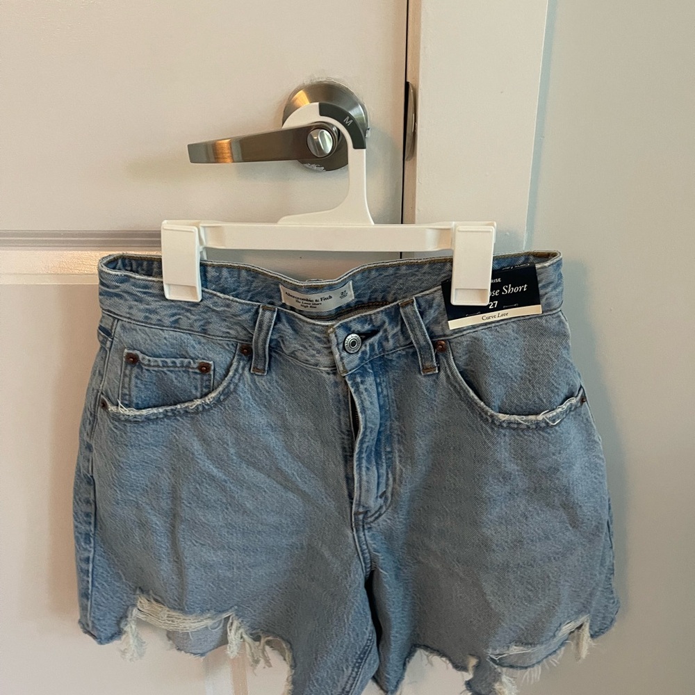 Abercrombie & Fitch High Rise Curve Love Ripped Loose Shorts